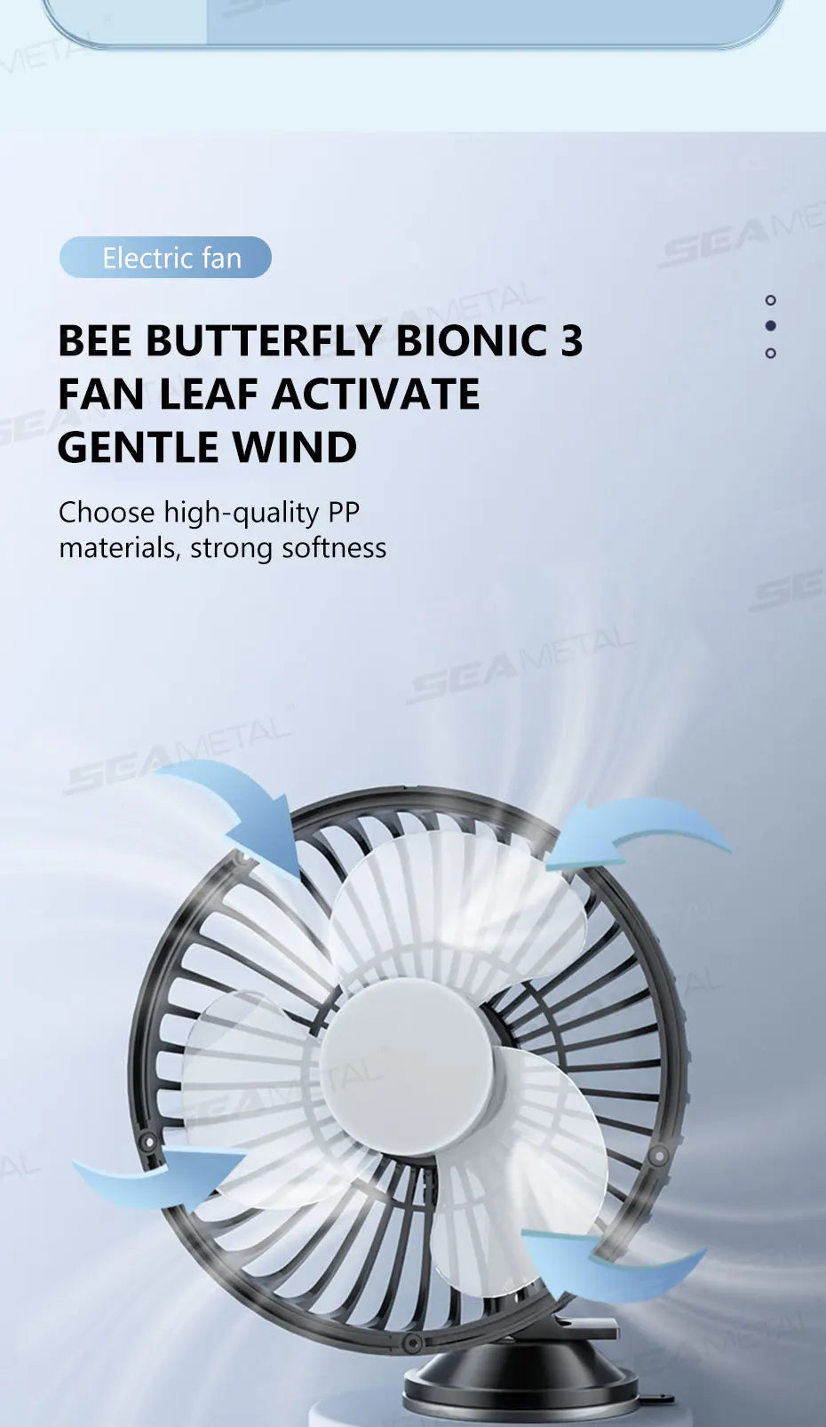 BLALION Car Fan 12V-24V Large Wind Three Speed Control Low Noise Portable Suction Cup Single Head Auto Cooling Fan USB Powered