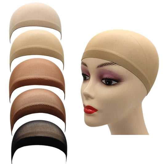24pcs/Bag Top Stocking Wig Cap Hair Net For Weave Hair Wig Nets Black Brown Stretch Mesh Wig Cap For Making Wigs