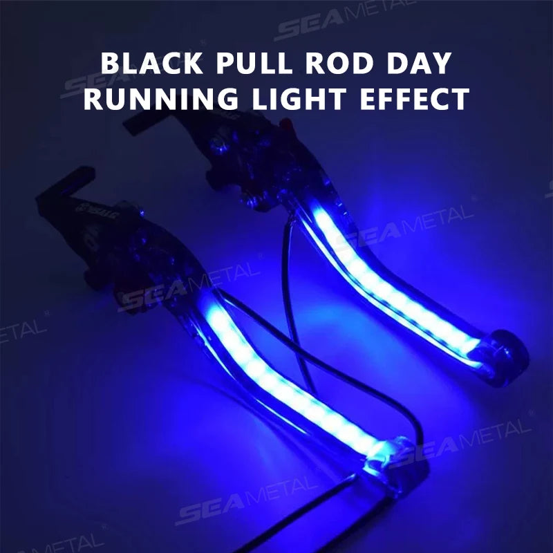 BLALION Motorcycle Brake Lever LED Signal Light Hydraulic Clutch Adjustable CNC 6-Hole Universal for GY6 125cc Scooters Bikes
