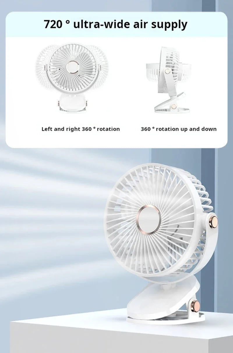 3 in 1 Mini Clip Fan Rechargeable Portable Air Circulator Wireless Ceiling Electric Fan With LED Light Clip-on Home handheld Fan