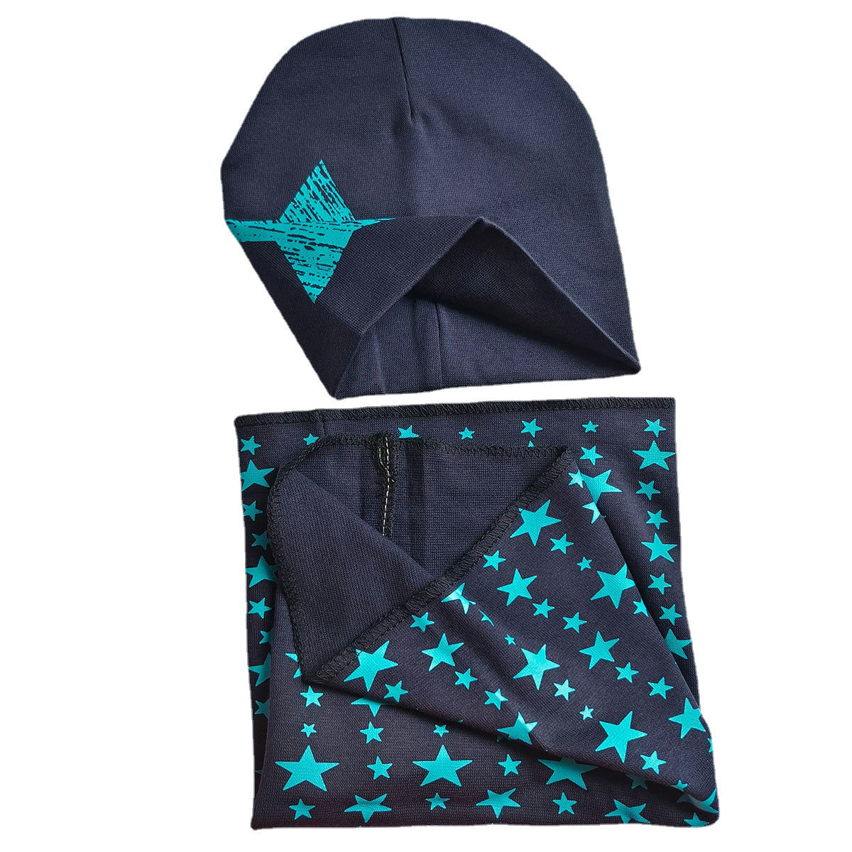 Spring Autumn 2PCS Baby Beanie Hat Scarf Stars Print Warm Toddler Hat Scarf for Girls and Boys Infant Hats Set Kids Skull Caps