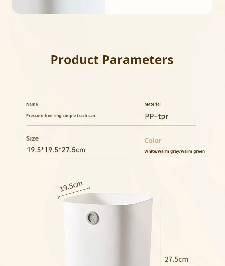 Trash can, large capacity living room, bedroom, garbage basket, kitchen, trash can, pressure-free ring, large paper basket