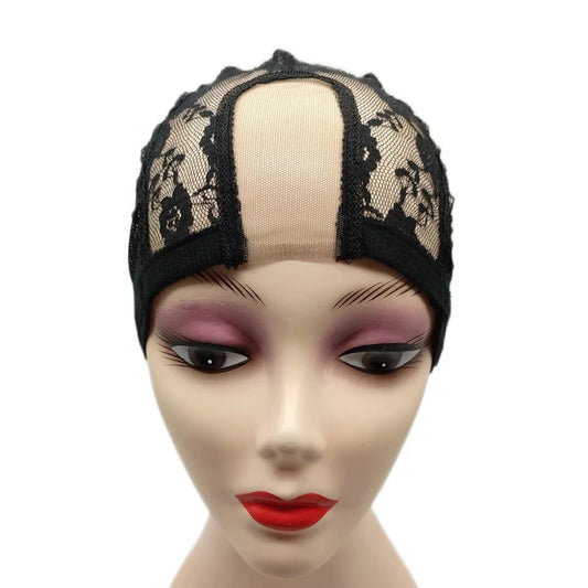 1PC Adjustable 2X4 Inch U Part Wig Hairnets For Making Wigs Black Color mesh wig cap
