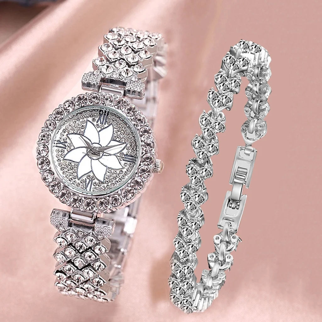 Kegllect 5PCS Women's New Full Diamond Fashion Trend Watch Versatile Light Luxury Watches
