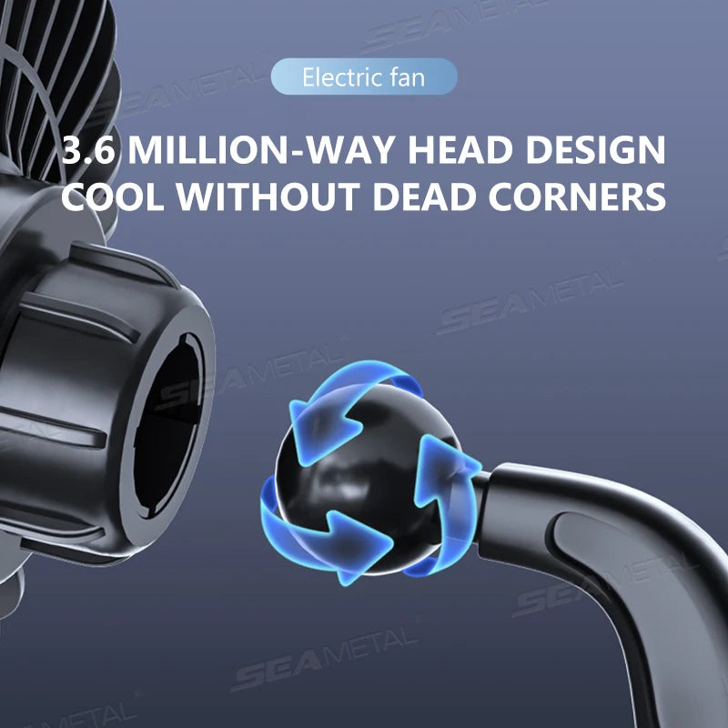 BLALION Car Fan 12V-24V Large Wind Three Speed Control Low Noise Portable Suction Cup Single Head Auto Cooling Fan USB Powered