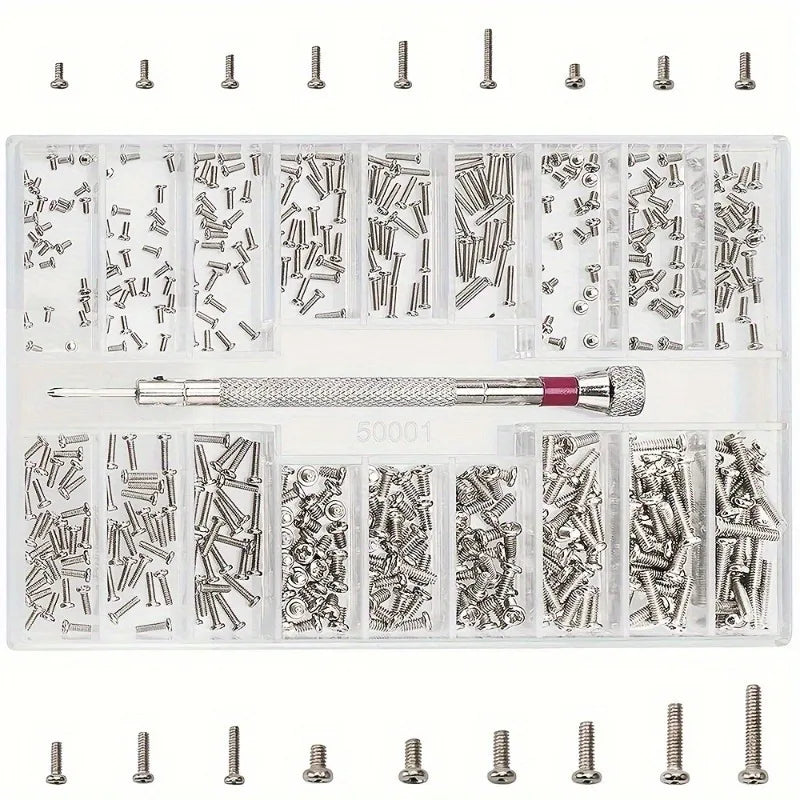 500Pcs Mini Screws Set Micro Laptop Computer Screw Sunglass Watch Tablet Glasses Repair Screws Hardware Tools