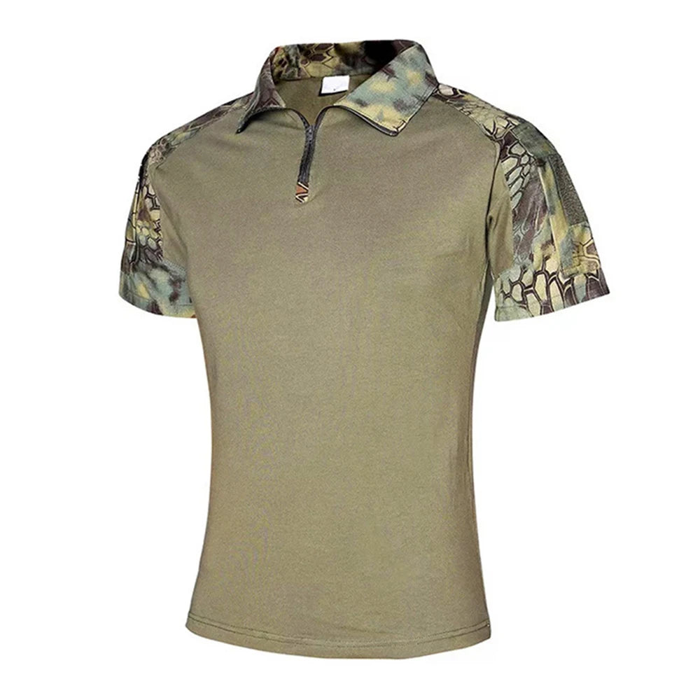Tactical T-Shirts Mens Outdoor Sport Tee Quick Dry Short Sleeve Shirt Hiking Hunting Combat Men Camo Clothing