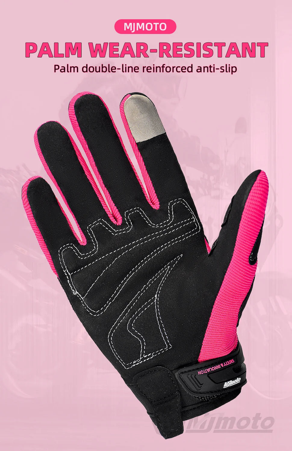 MJMOTO Women Pink Motorcycle Gloves Summer Lady Breathable Motocross Motorbike Gloves Moto Bicycle Cycling Gloves For Female