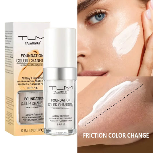 30ml Color Changing Foundation Long-Lasting Hydrating Transfer-Proof Skin Tone Adjust Brightening Lightweight All Skin Types