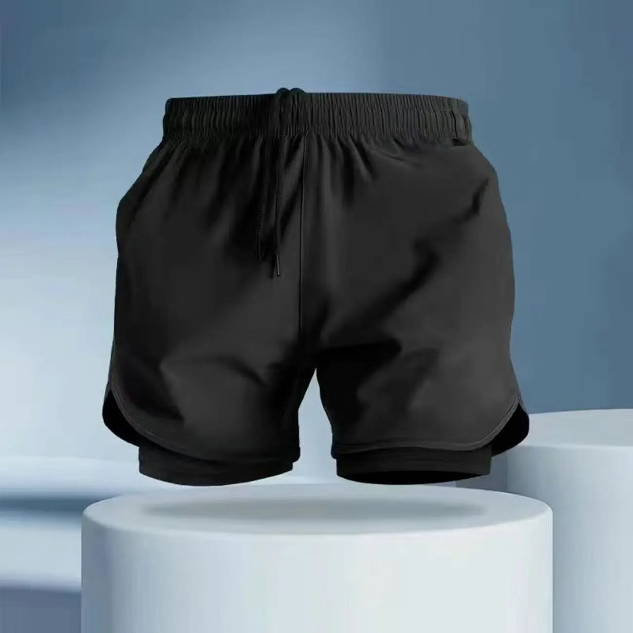 Quick drying shorts for summer men's running training, three part pants with anti glare belt lining, fitness pants
