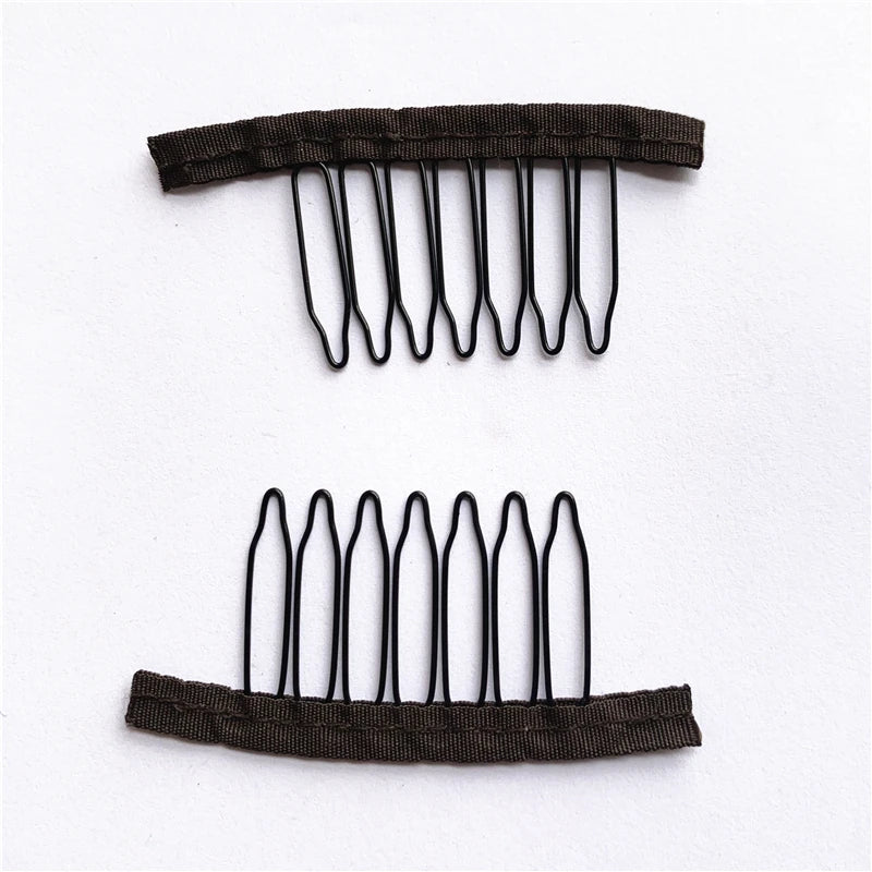 10Pcs Wig Combs To Secure Wig 4-7Teeth Wig Comb Wig Clips With Cloth For Making Wig Caps Steel Material Clips Combs