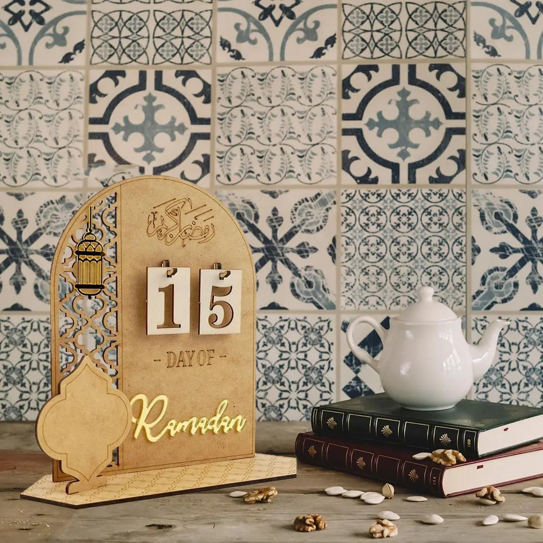 Ramadan Countdown Calendar Wooden Eid Mubarak Ornament Kareem Ramadan Decoration For Home Islamic Muslim Party Decor AL Adha