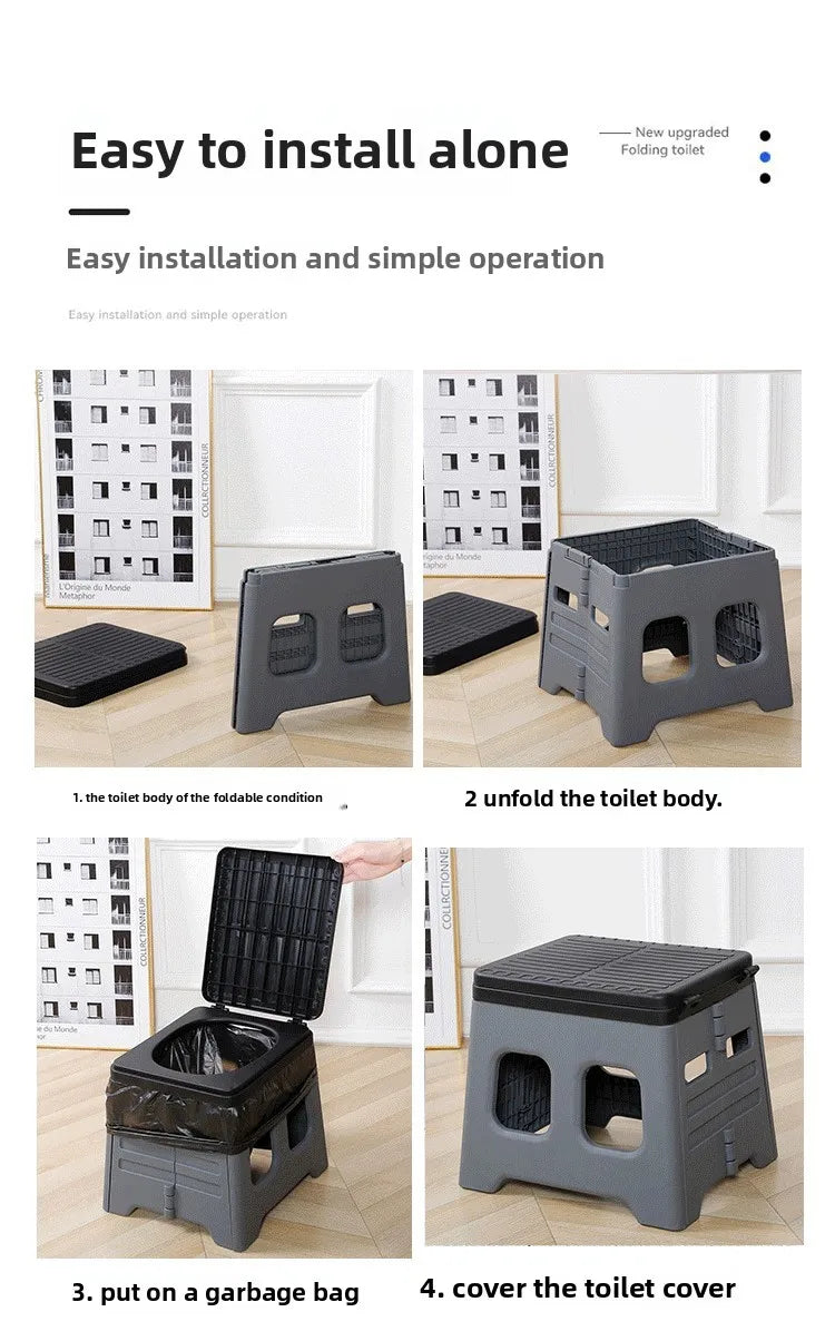 Outdoor camping stylefoldable toilet travel self-driving car toilet emergency portable toilet stool toilet stool