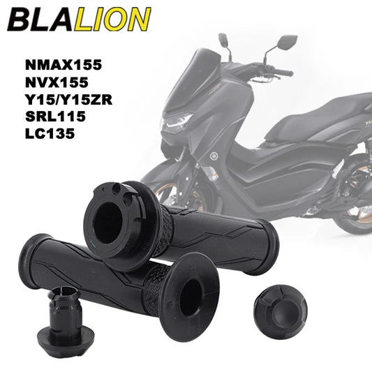 BLALION  7/8" 22mm Motorcycle Hand Grips Rubber Gel Grip with Bar End Plug For Yamaha NMAX 155/Y15/Y15ZR/SRL155/LC135/NVX155