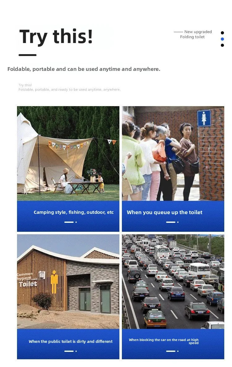 Outdoor camping stylefoldable toilet travel self-driving car toilet emergency portable toilet stool toilet stool
