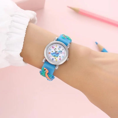 Kegllect Children  3D Dinosaur Quartz Watch Kids  Round Dial  Colourful Silicone Strap Watches Jam Tangan