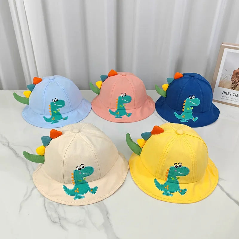 New Cartoon Dinosaur Summer Baby Hat for Girls Boys Panama Toddler Wide Brim UV Beach Sun Cap Outdoor Children Fisherman Hat