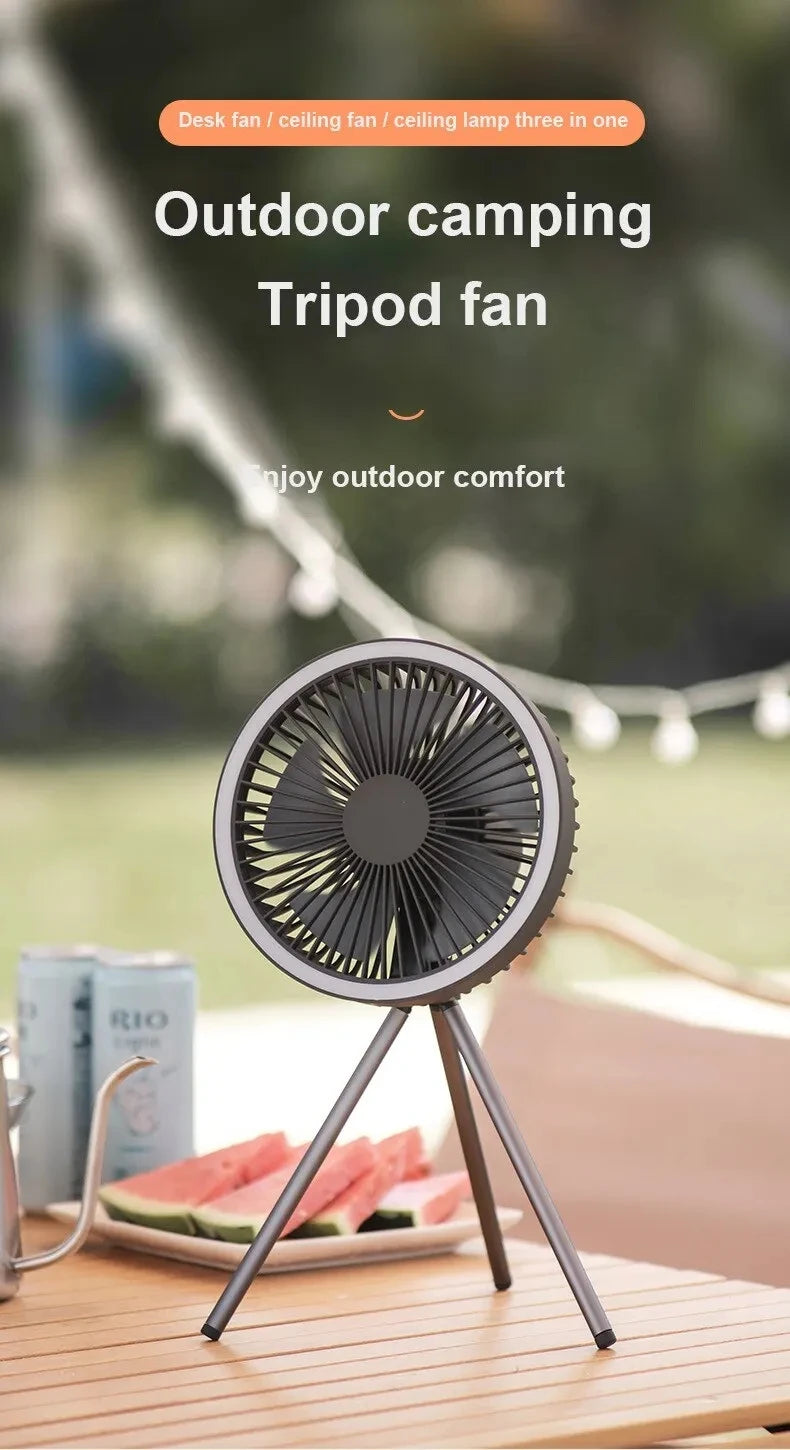 10000mAh/4000mAh Camping Fan Rechargeable Desktop Portable Circulator Wireless Ceiling Electric Fan with Power Bank LED Lighting