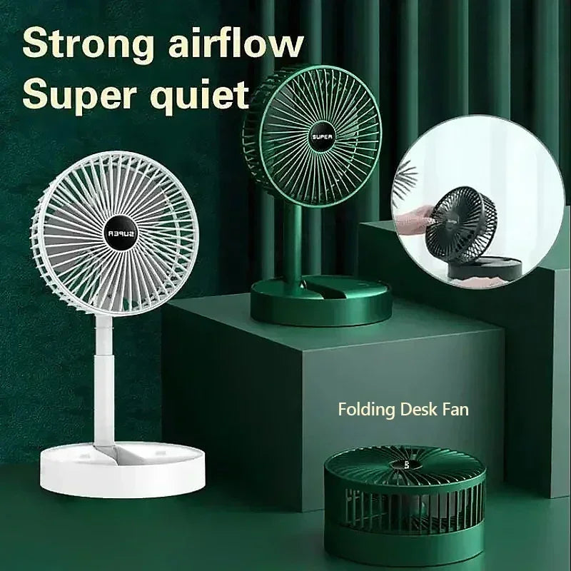 Mini Fan Desktop Foldable Retractable Portable Mini Fan rechargeable USB Home Low Noise High Duration Standby Mini Ceiling Fan