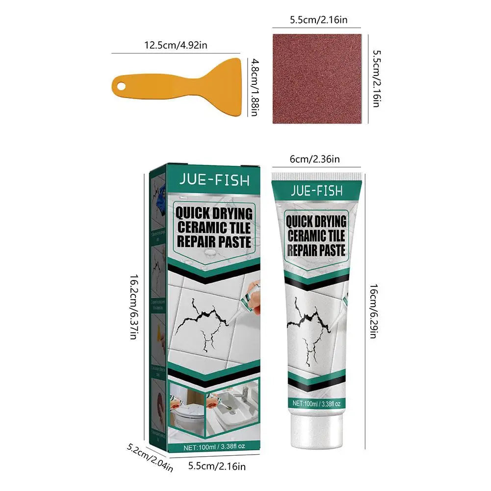 Tile And Ceramic Glaze Repair Paste Fix Tub Chips and Sink Cracks with Super Adhesion for Porcelain Ceramic Enamel