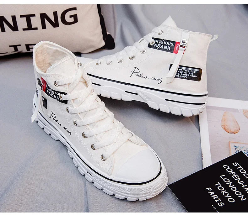 New high top breathable canvas shoes Korean version fashionable men's casual shoes student board shoes
