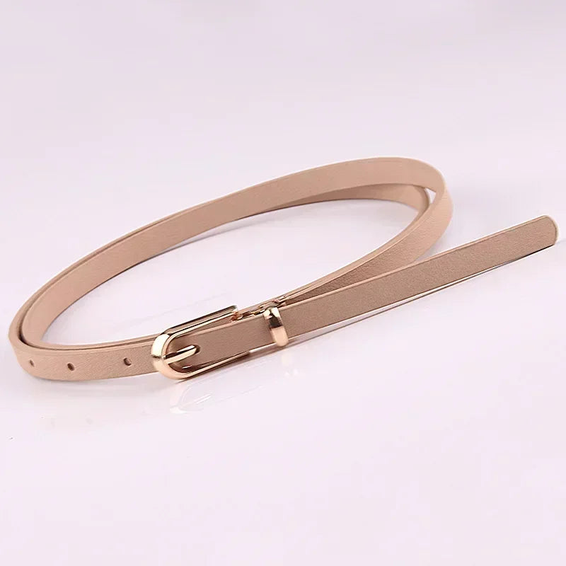 PU Leather Dress Skirt Waist Elastic Thin Belts Ladies Waistband Fashion Belts for Women Luxury Design Women Double Pearl Belt