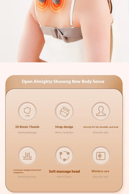 Neck and Shoulder Massager Wireless Shoulder and Back Kneading Massage Shawl Trapezius Neck Cervical Masajeador