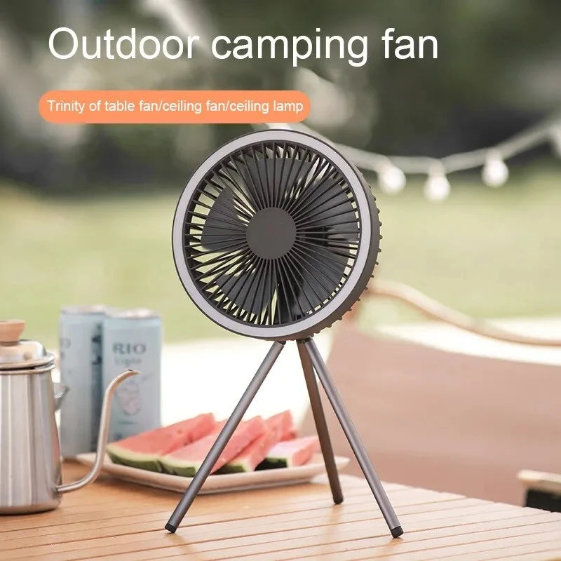 10000mAh/4000mAh Camping Fan Rechargeable Desktop Portable Circulator Wireless Ceiling Electric Fan with Power Bank LED Lighting