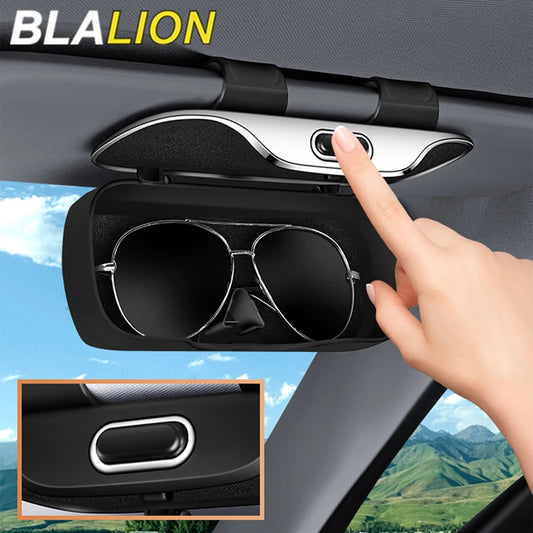 BLALION Car Glasses Box Portable Press Switch Sunglasses Holder Stable Shock-proof Driving Glasses Holder Eyeglass Storage Case