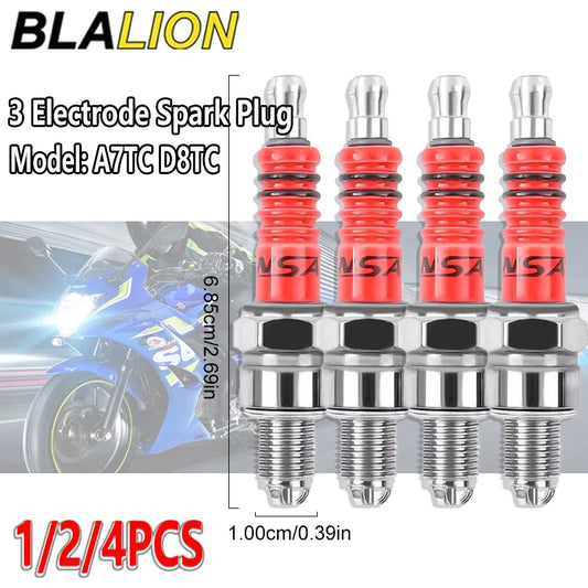 BLALION Racing Spark Plug 3 Triple Electrode A7TC D8TC For GY6 CG 50 70 110 125 150CC Motorcycle Atv Scooter Dirt Bike Go Kart