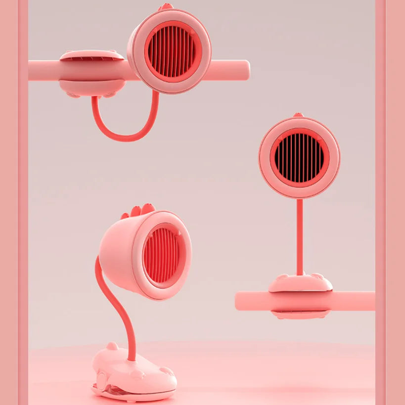 Baby Stroller Portable Fan USB Rechargeable Desktop Electric Fans 3 Speed Wind Automatic Rotary Fan Mosquito Repellent