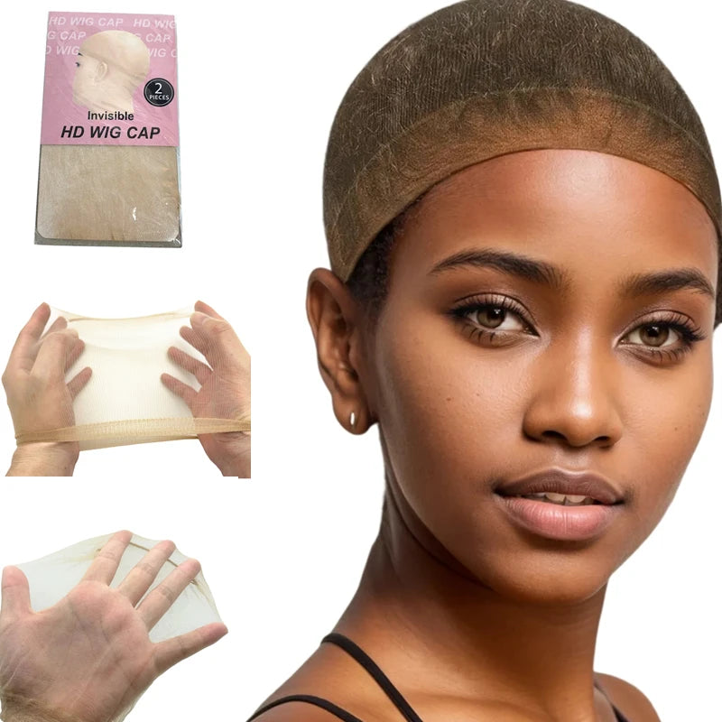 1/5/10 Pack Transparent HD Wig Caps Invisible Sheer Breathable Ultra-Thin Stretchy Stocking Caps for Lace Front Wigs