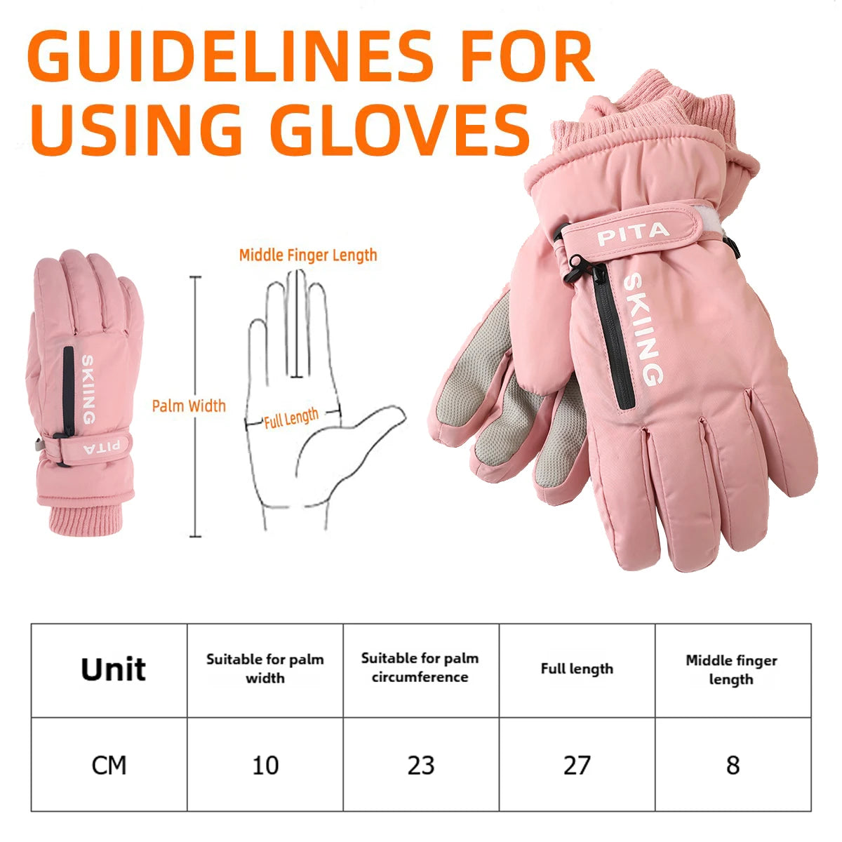 Winter Sports Gloves Non Slip Touch Ski Gloves Waterproof Pocket Snowboard Accessories Warm Men's and Women's Gloves Mittens