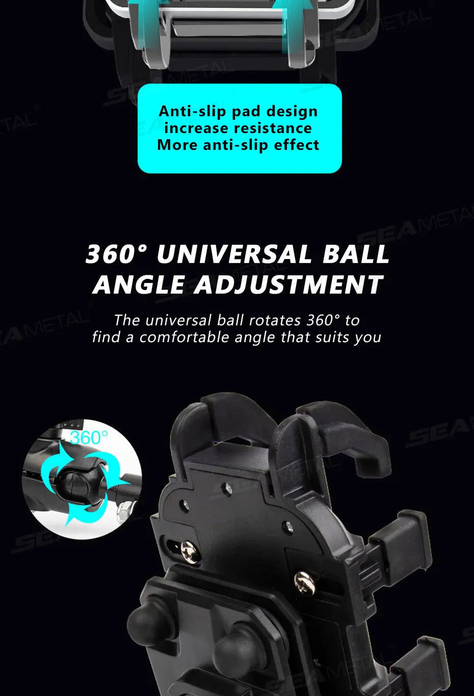 BLALION Motorcycle Riding Shock Absorption Mobile Phone Bracket Eight Claw Fixed Bracket for 4.7-7.1 inch Smartphone Shockproof