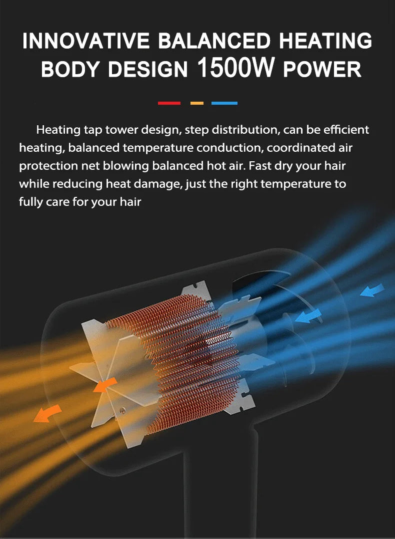 PuRuiKai Hair Dryer  Hot Air Comb Function Professional Electric Hair Brush Multifunction Salon Style Tool Fast Dry Blow Dryer