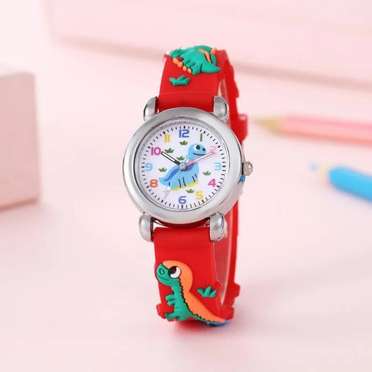 Kegllect Children  3D Dinosaur Quartz Watch Kids  Round Dial  Colourful Silicone Strap Watches Jam Tangan
