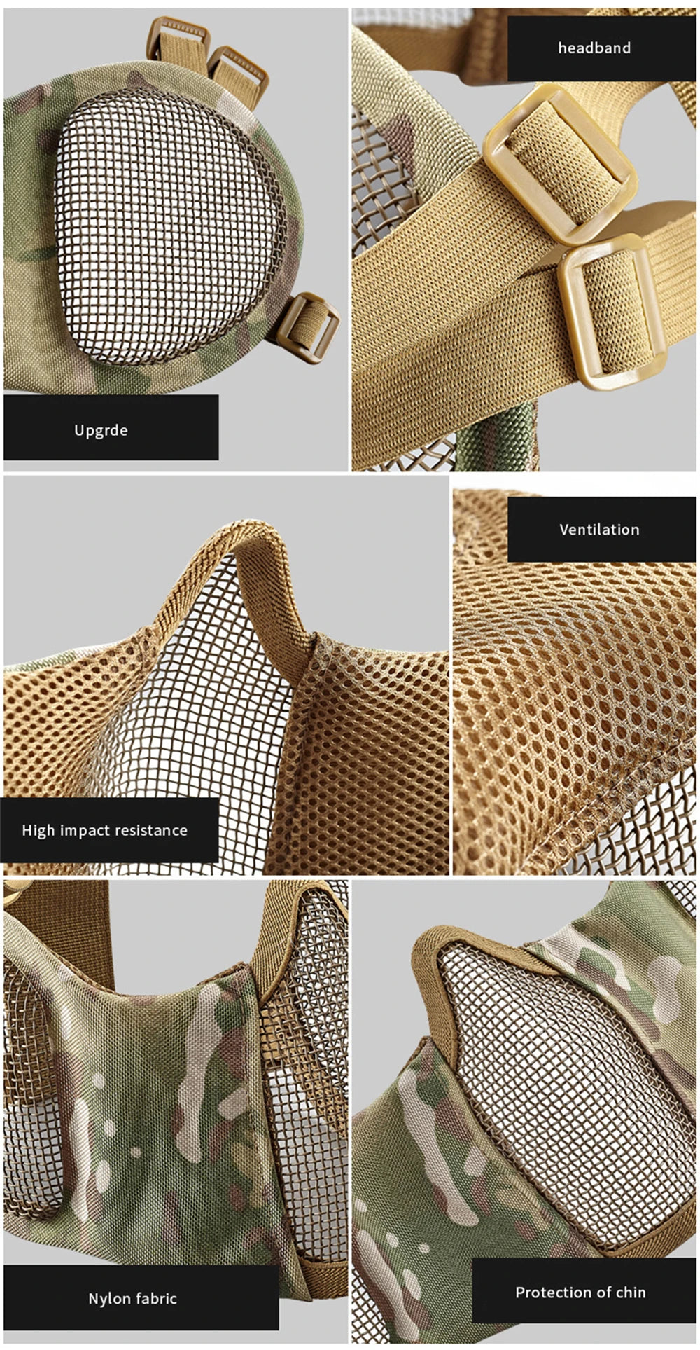 Tactical Airsoft Masks Metal Steel Net Mesh Protect Ears Mask Field Hunting Outdoor War Games Tactical Shooting Paintball Mask
