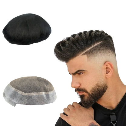 Toupee for Men NLW Human Hair Units and Hair prosthesis Mens Swiss Lace with Around PU Hair Replacement System AUS