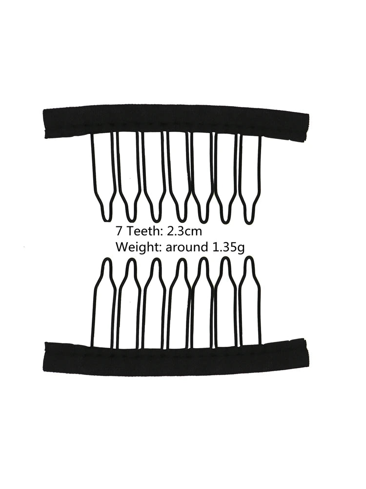 10Pcs Wig Combs To Secure Wig 4-7Teeth Wig Comb Wig Clips With Cloth For Making Wig Caps Steel Material Clips Combs
