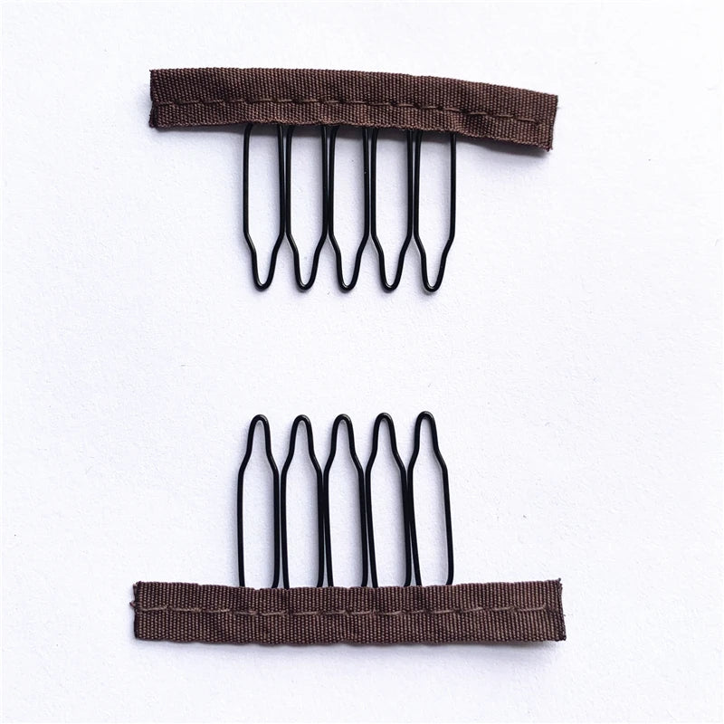 10Pcs Wig Combs To Secure Wig 4-7Teeth Wig Comb Wig Clips With Cloth For Making Wig Caps Steel Material Clips Combs