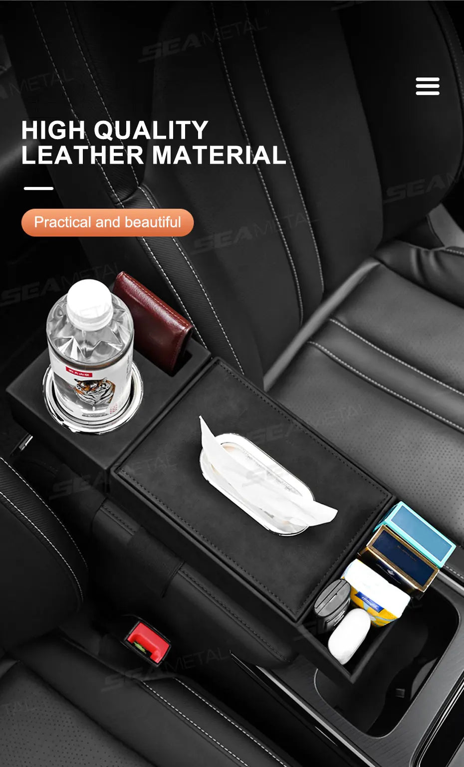BLALION Car Armrest Mat Height Increase Pad Car Tissue Storage Box Cup Holder Armrest Protect Cushion Elbow Support Arm Cover