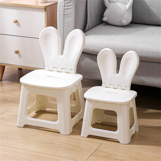 Bunny folding chair back chair thickened portable home chair outdoor creative stool cartoon back chair plastic folding