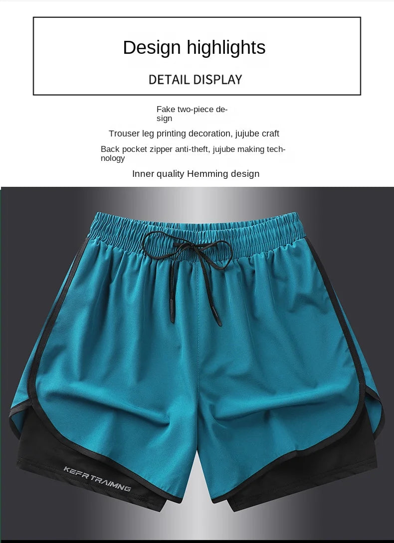 【 S-5XL 】 NASA GISS Sports Three Piece Pants Summer Popular Anti glare Double layered Sports Shorts for Men and Women Couples Ru