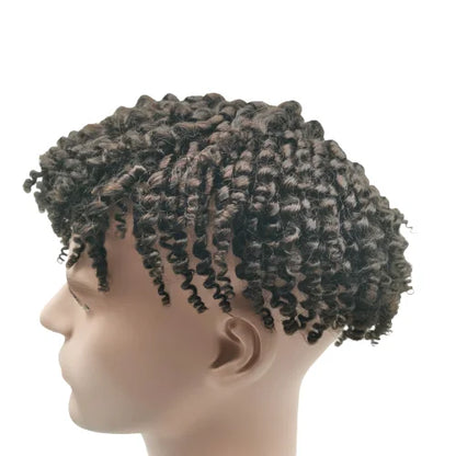 NLW 8mm Afro Curl Men Toupee 10*8 Hair replacement system for Men Full Lace Hair pieces Hair prosthesis  Hair units base