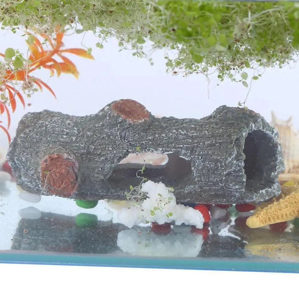 Resin Tree Branch Fish Shrimp Turtle Hidden Hollow Tree Log Fish Tank Aquarium Simulation Fountain Accent Decoration