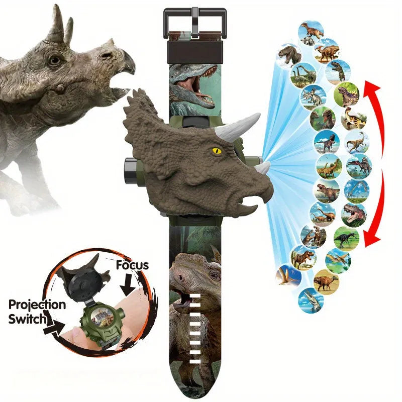 Stylish 3D Children's  Dinosaur Electronic Watch Boys Projection  Watches 24 Projection Patterns Boys Girls Birthday Gift