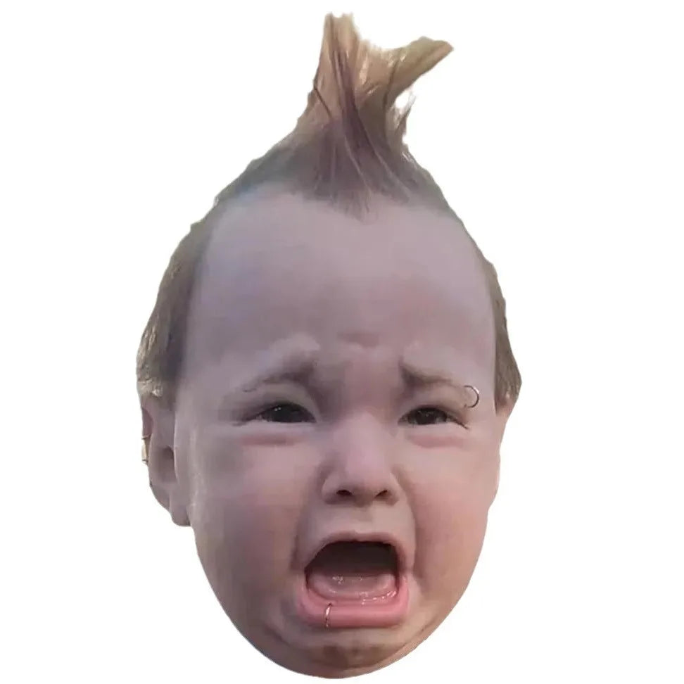 Crying Punk Baby Masque Creepy And Hilarious Latex Head Masque, Latex Head Cover For Halloween Cosplay Costume