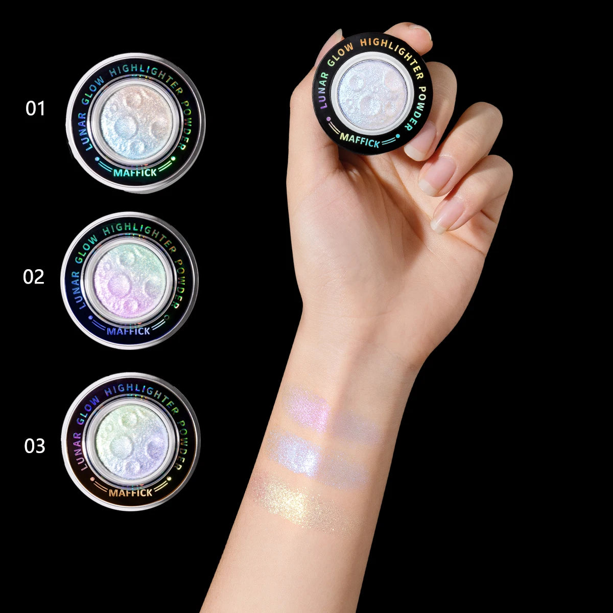 3 Colors Diamond Highlighter Powder Palette Glitter Face Contour Brighten Makeup Shimmer Ultra-concentrated Illuminate Cosmetic