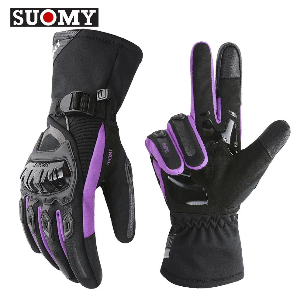 Suomy Winter Warm Motorcycle Gloves Windproof Waterproof Female Motorbike Riding Gloves Women Pink Motocross Moto Guantes