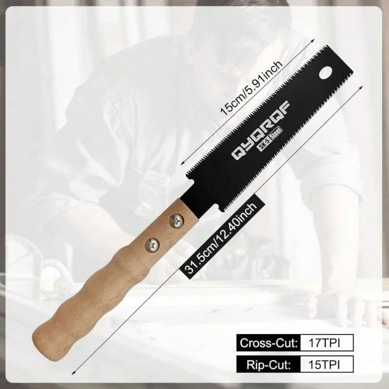 1PC Black Small Hand Saw 6 Inch Japanese Pull Saw with Double Edges 15/17 TPI Flush Cut Saw for Woodworking DIY Projects